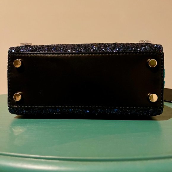 New Kate Spade satchel handbag blue color glitter(leather) - Picture 9 of 12